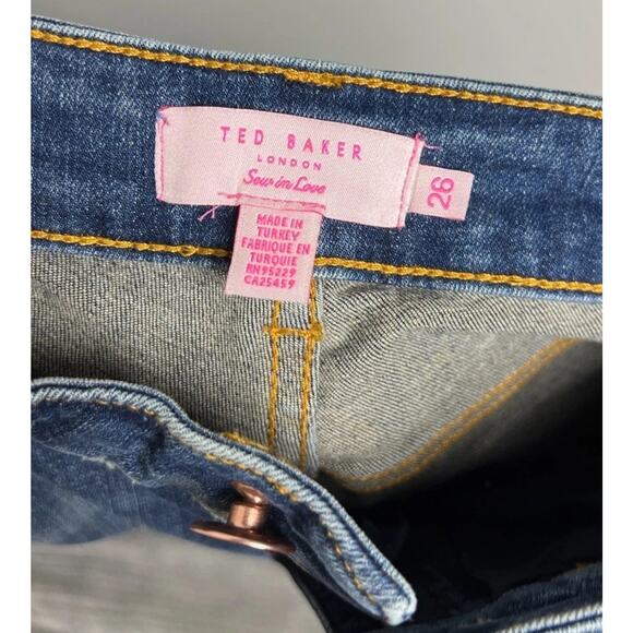 Ted Baker London Distressed Skinny Jeans Blue Stretch Denim Size 26 Women’s - Picture 3 of 6